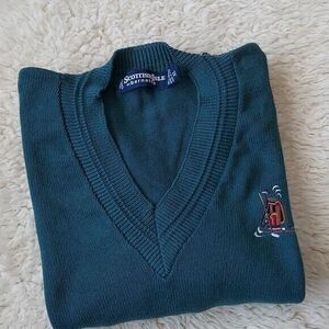 Scottish Isle By Bernette Men's XL Sweater V Neck Green Golf‎ Golfing Embroidery